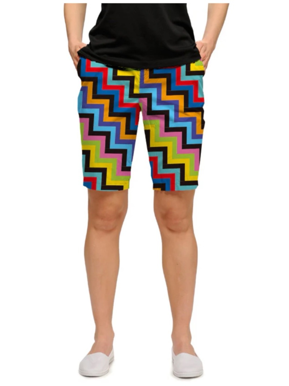 LOUDMOUTH Women’s Size 2 Zig-Zag Fairway Steppin' Out Bermuda Golf Shorts